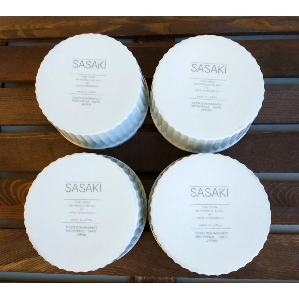 Sasaki Fluted Porcelain Ramekins in Metropolis Black 4pc Set